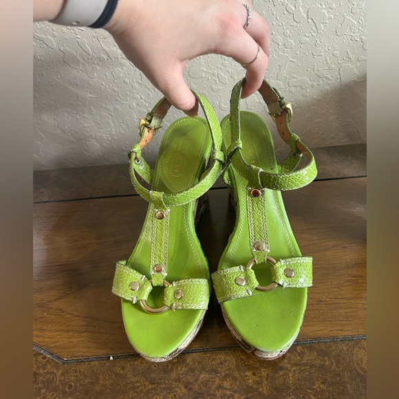 Coach Neon Green Platform Wedge in Size 5.5 - Picture 2 of 14